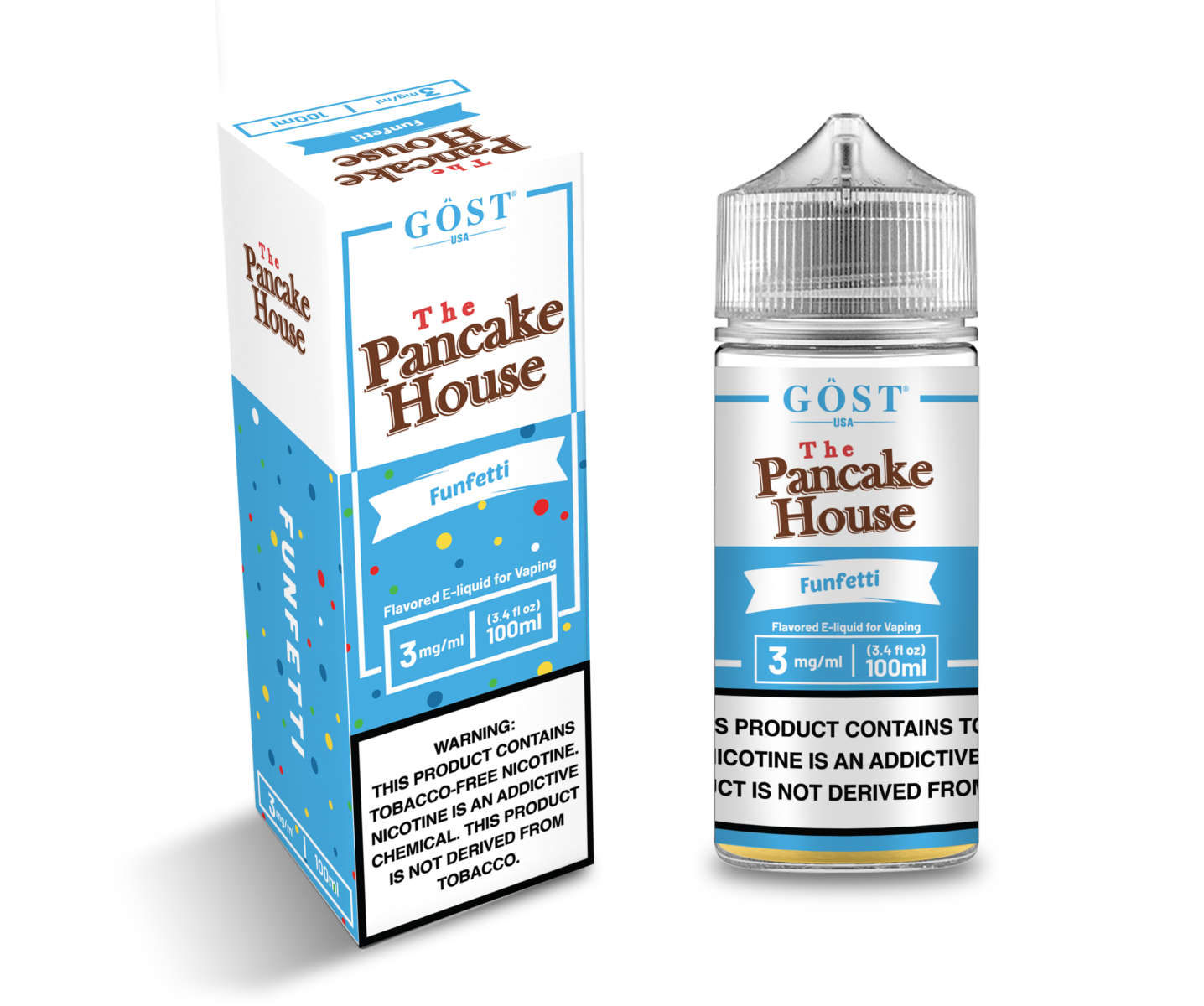 Pancake House Series E-Liquid 100mL (Freebase) | Funfetti with Packaging