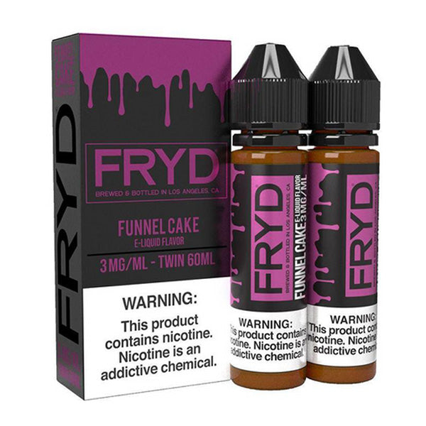 FRYD Series E-Liquid 2x-60mL Bottles (Freebase) 0mg Funnel Cake with packaging