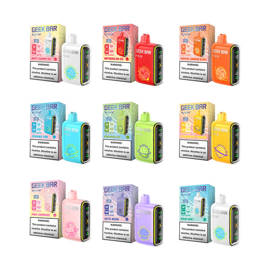 Geek Bar Pulse Disposable 15000 Puffs 16mL 50mg Group Photo with Packaging
