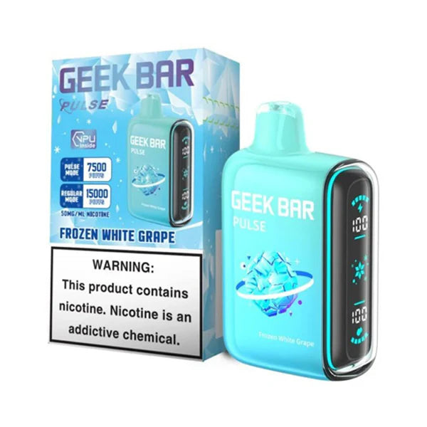 Geek Bar Pulse Disposable 15000 Puffs 16mL 50mg | MOQ 5 | Frozen White Grape with packaging