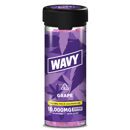 Wavy Gummies D8 + CBN + THCP + LR D9 Gummies (10000mg 40ct Jar) | Grape