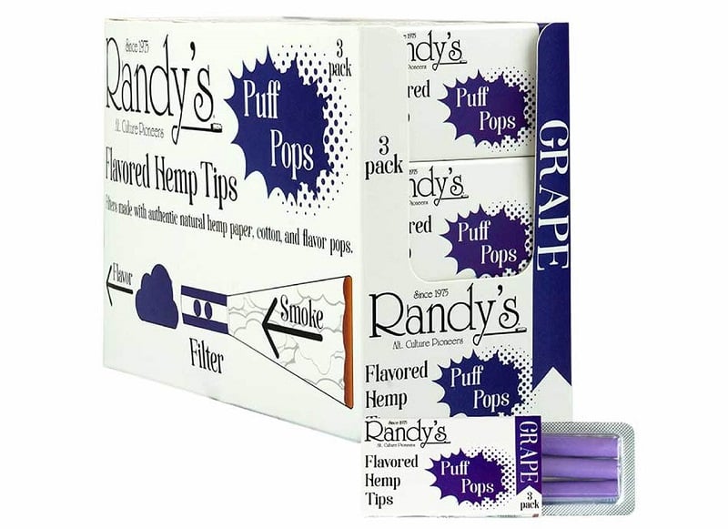 Randy's Puff Pops Flavored hemp Tips | 30-pack | Grape with Packaging