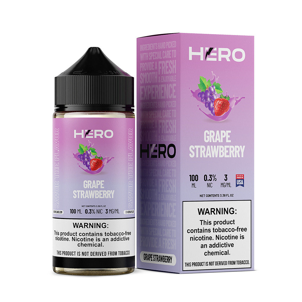 Hero E-Liquid 100mL (Freebase) | Grape Strawberry with Packaging
