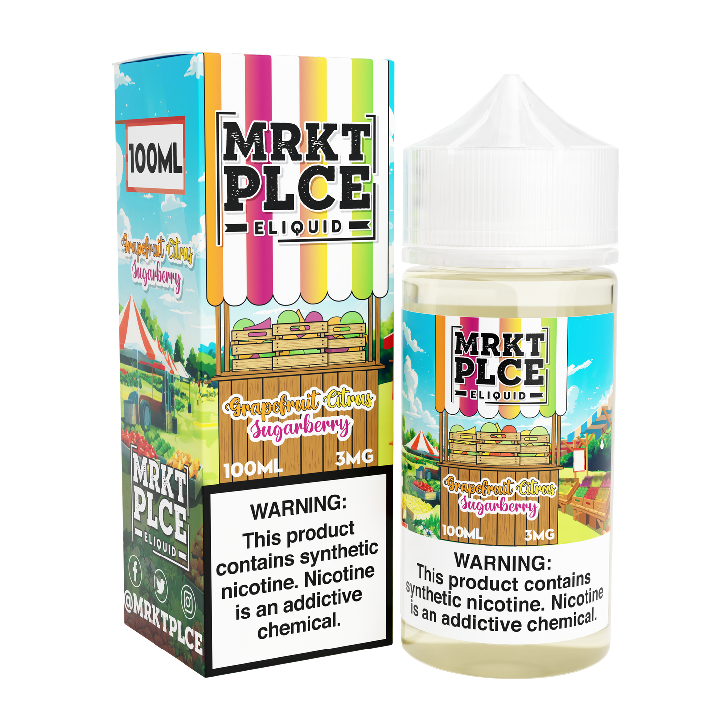 MRKT PLCE Series E-Liquid 100mL (Freebase) | Grapefruit Citrus Sugarberry with packaging