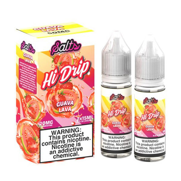 Hi-Drip Salt Series E-Liquid x2-15mL (Salt Nic) | 20mg Guava Lava with packaging