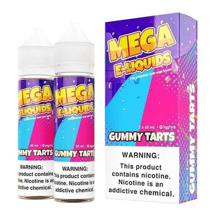 Mega E-Liquids Series x2-60mL | 0mg Gummy Tarts with packaging