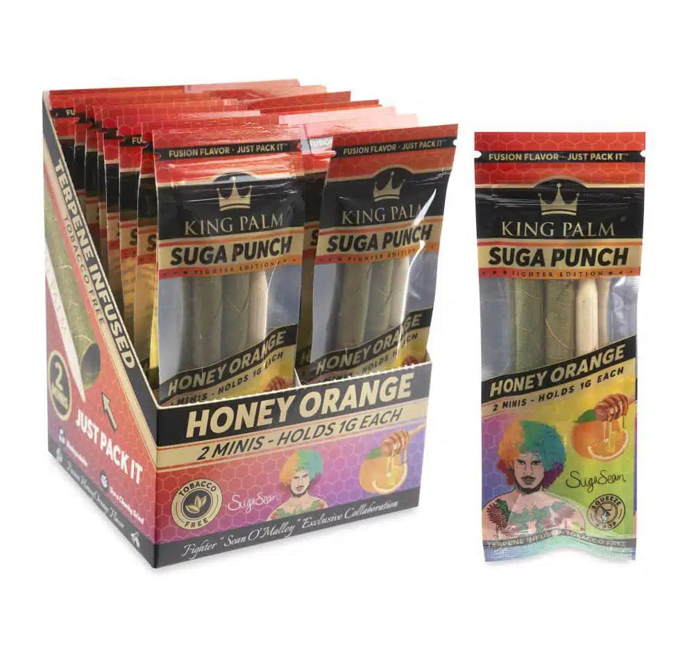 King Palm Real Leaf Rolls | 20-packs 2 minis | Honey Orange with Packaging