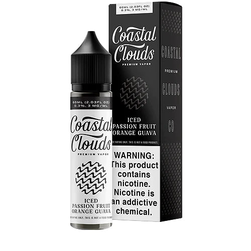 Coastal Clouds E-Liquid | 60mL | Iced Passion Fruit Orange Guava with packaging