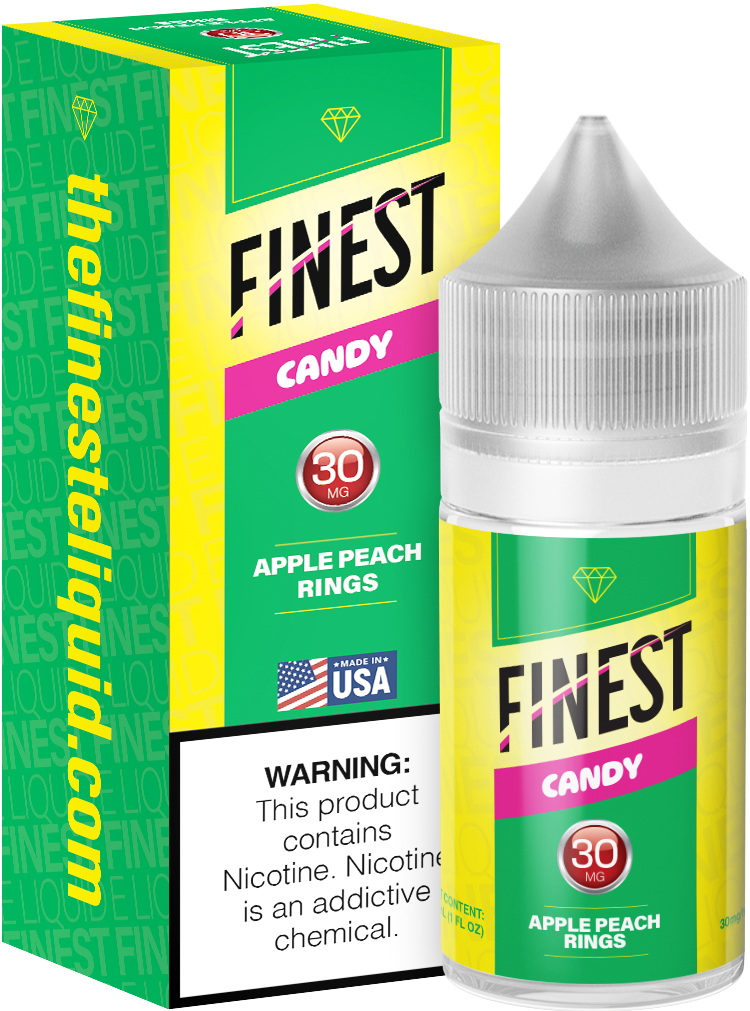 Finest Salt Series E-Liquid 30mL – Salt Nic- Blue-Apple Peach Sour Rings with packaging