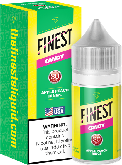 Finest Salt Series E-Liquid 30mL – Salt Nic- Blue-Apple Peach Sour Rings with packaging