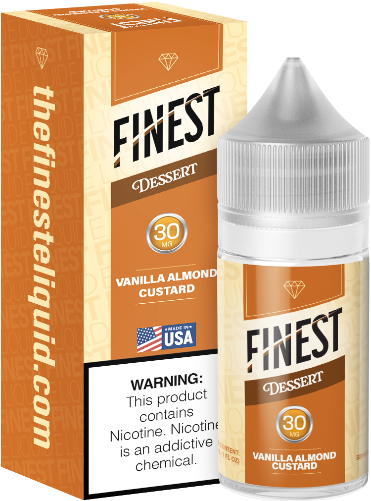 Finest Salt Series E-Liquid 30mL – Salt Nic- Blue-Vanilla Almond Custard with packaging