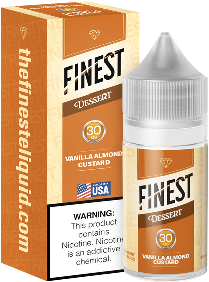 Finest Salt Series E-Liquid 30mL – Salt Nic- Blue-Vanilla Almond Custard with packaging