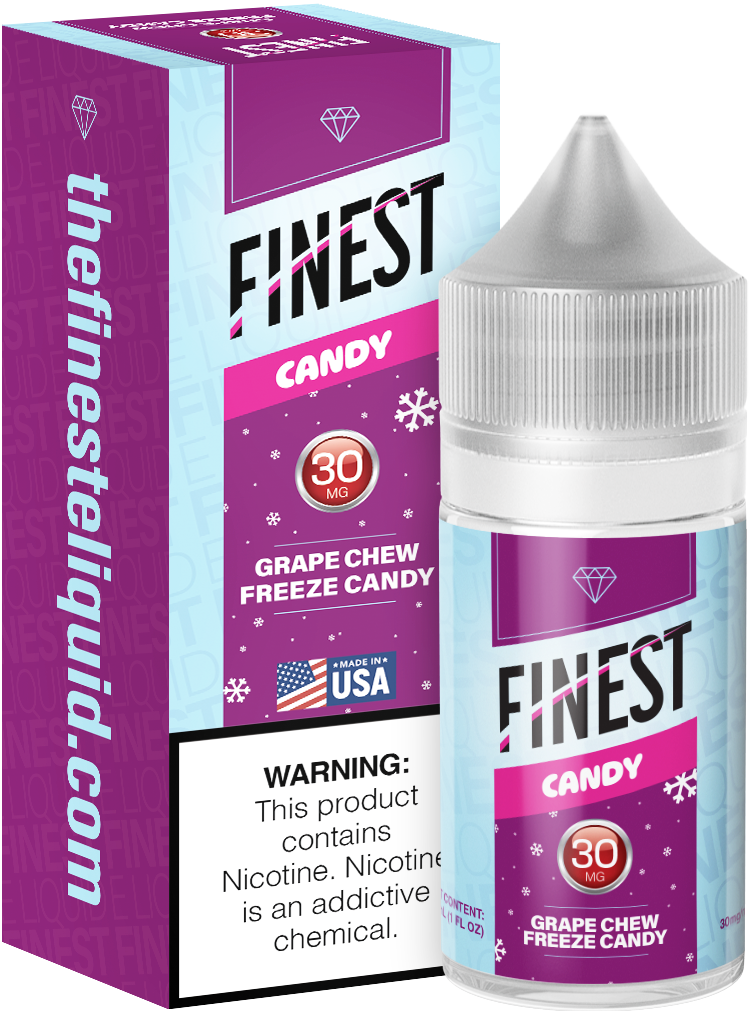Finest Salt Series E-Liquid 30mL – Salt Nic- Blue-Grape Chew Freeze Candy with packaging