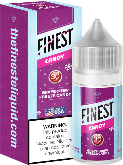 Finest Salt Series E-Liquid 30mL – Salt Nic- Blue-Grape Chew Freeze Candy with packaging