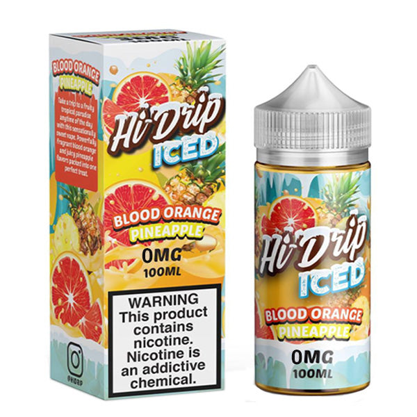 Hi-Drip Series E-Liquid 100mL (Freebase) | Blood Orange Pineapple Iced with packaging