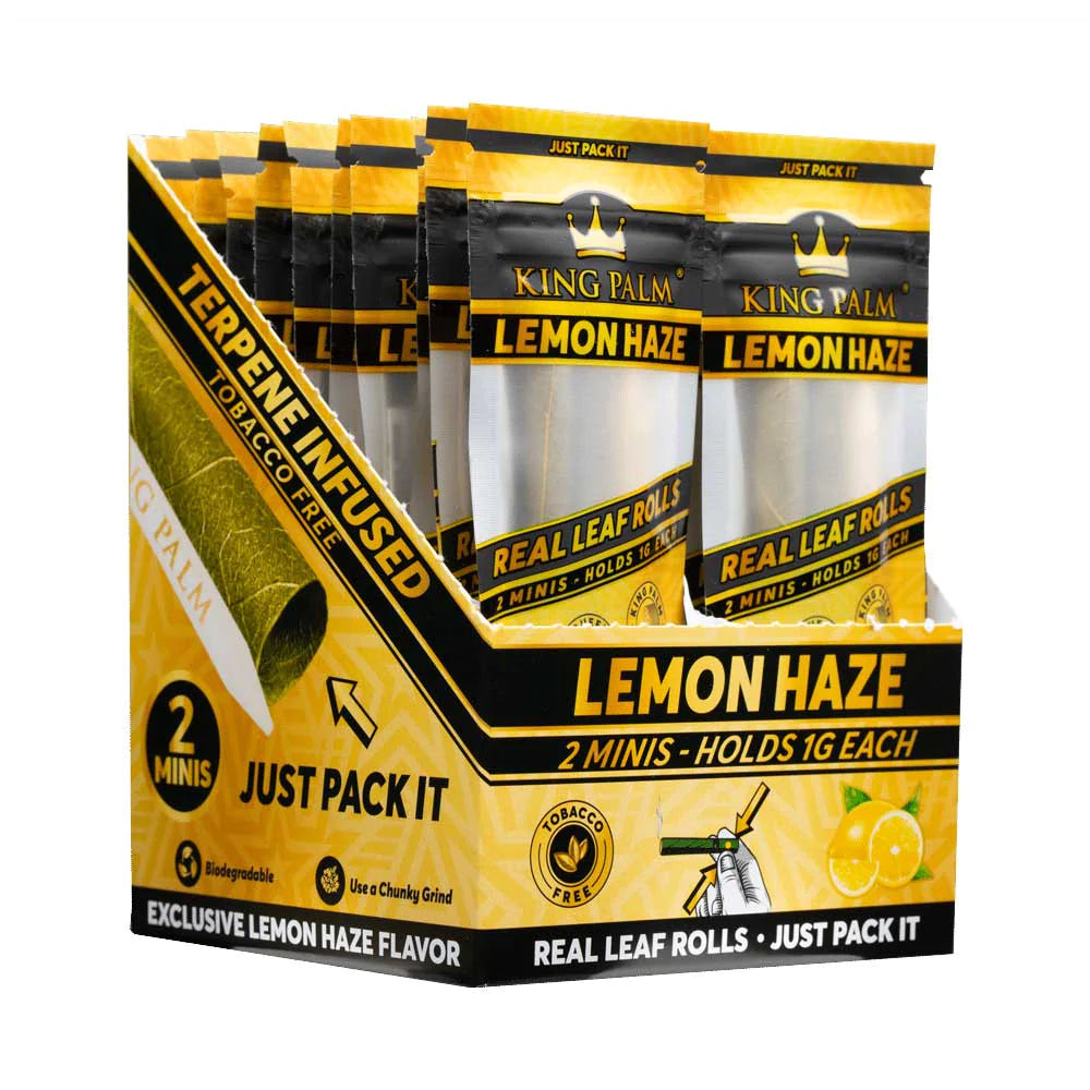 King Palm Real Leaf Rolls | 20-packs 2 minis | Lemon Haze with Packaging