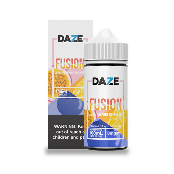 7Daze Fusion Series E-Liquid 100mL (Freebase) | Lemon Passion Fruit Blueberry with Packaging