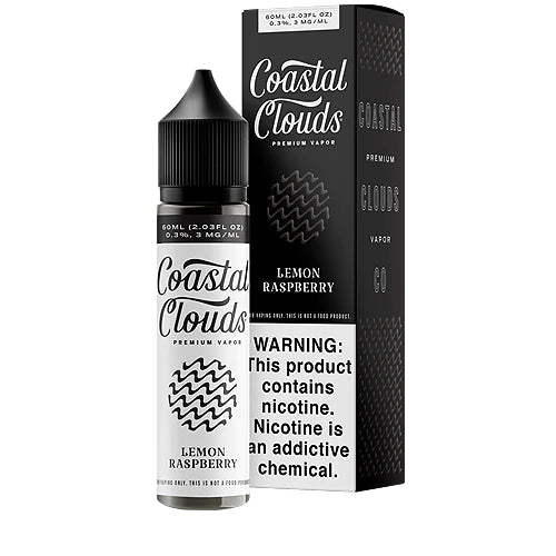 Coastal Clouds E-Liquid | 60mL | Lemon Raspberry with packaging