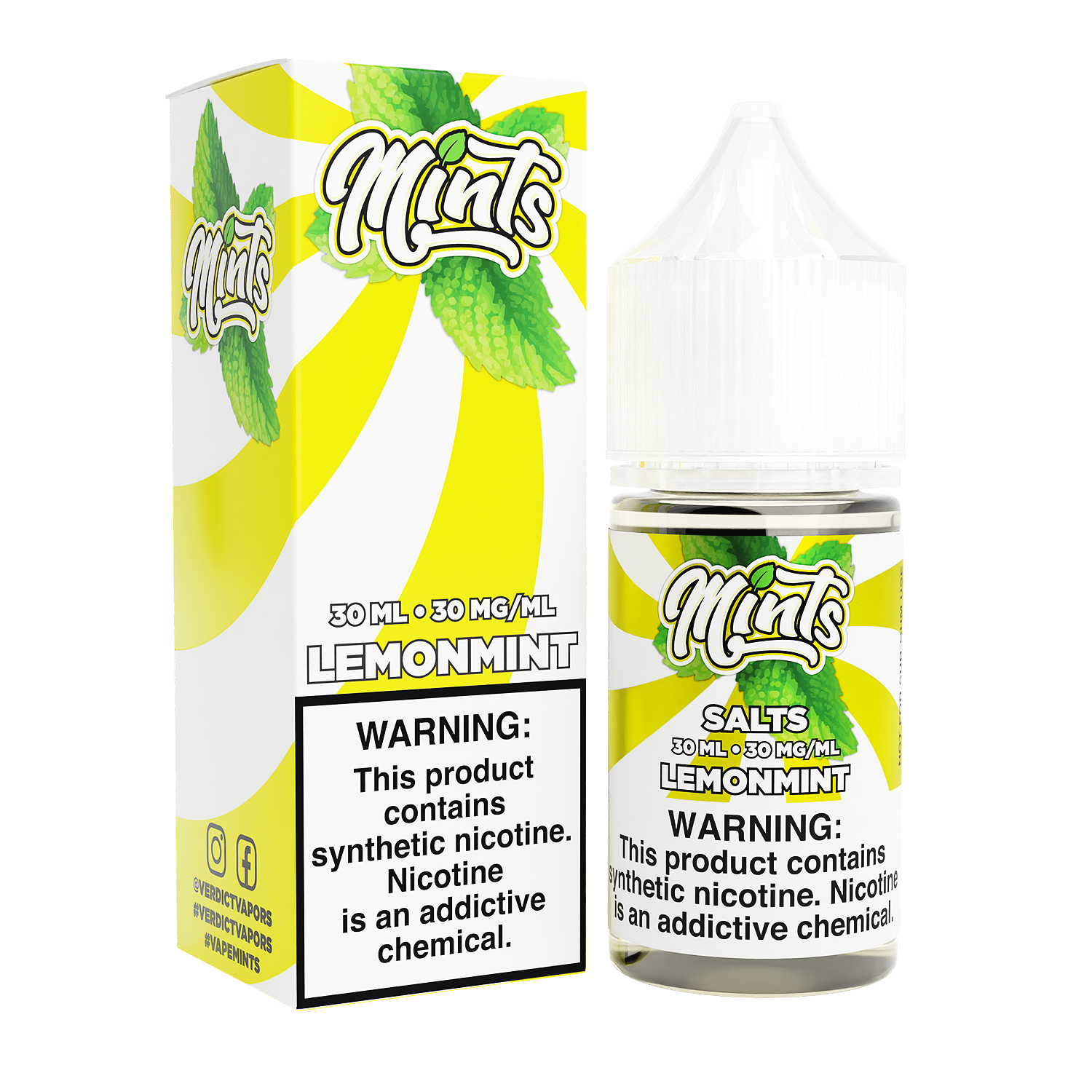 Mints Salt Series E-Liquid 30mL | 30mg Lemonmint with packaging