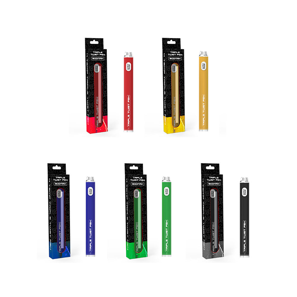 Luzid Triple Twist 510 Battery | 900mAh | 10pc Countertop Display | Group Photo with Packaging