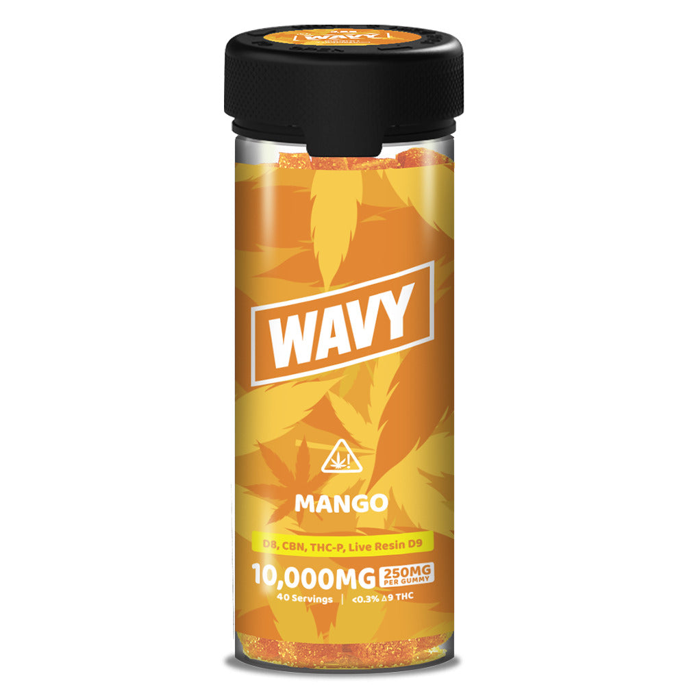 Wavy Gummies D8 + CBN + THCP + LR D9 Gummies (10000mg 40ct Jar) | Mango