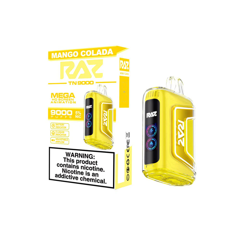 RAZ TN9000 Disposable 9000 Puffs 12mL 50mg | MOQ 5 Mango Colada with Packaging