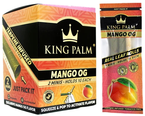 King Palm Real Leaf Rolls | 20-packs 2 minis | Mango OG with Packaging