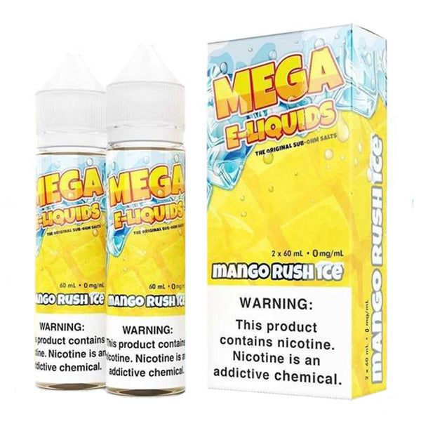 Mega E-Liquids Series x2-60mL | 0mg Mango Rush Ice with packaging