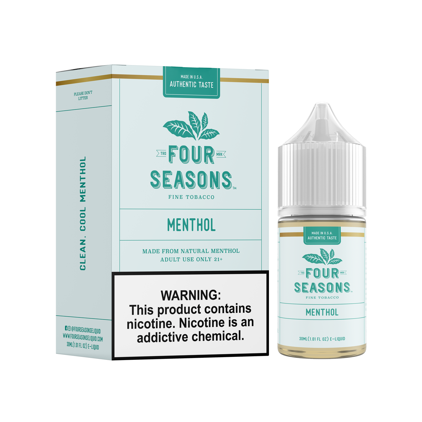 Four Seasons E-Liquid 30mL (Freebase) | Menthol with packaging