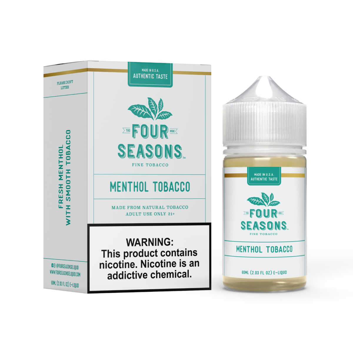 Four Seasons E-Liquid 60mL (Freebase) | Menthol Tobacco with packaging