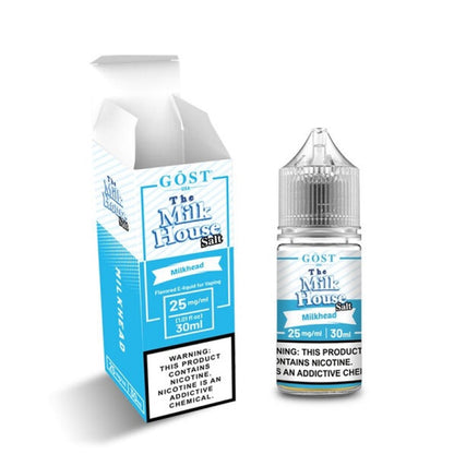 The Milk House Salt Series E-Liquid 30mL (Salt Nic)  Milk Head with packaging