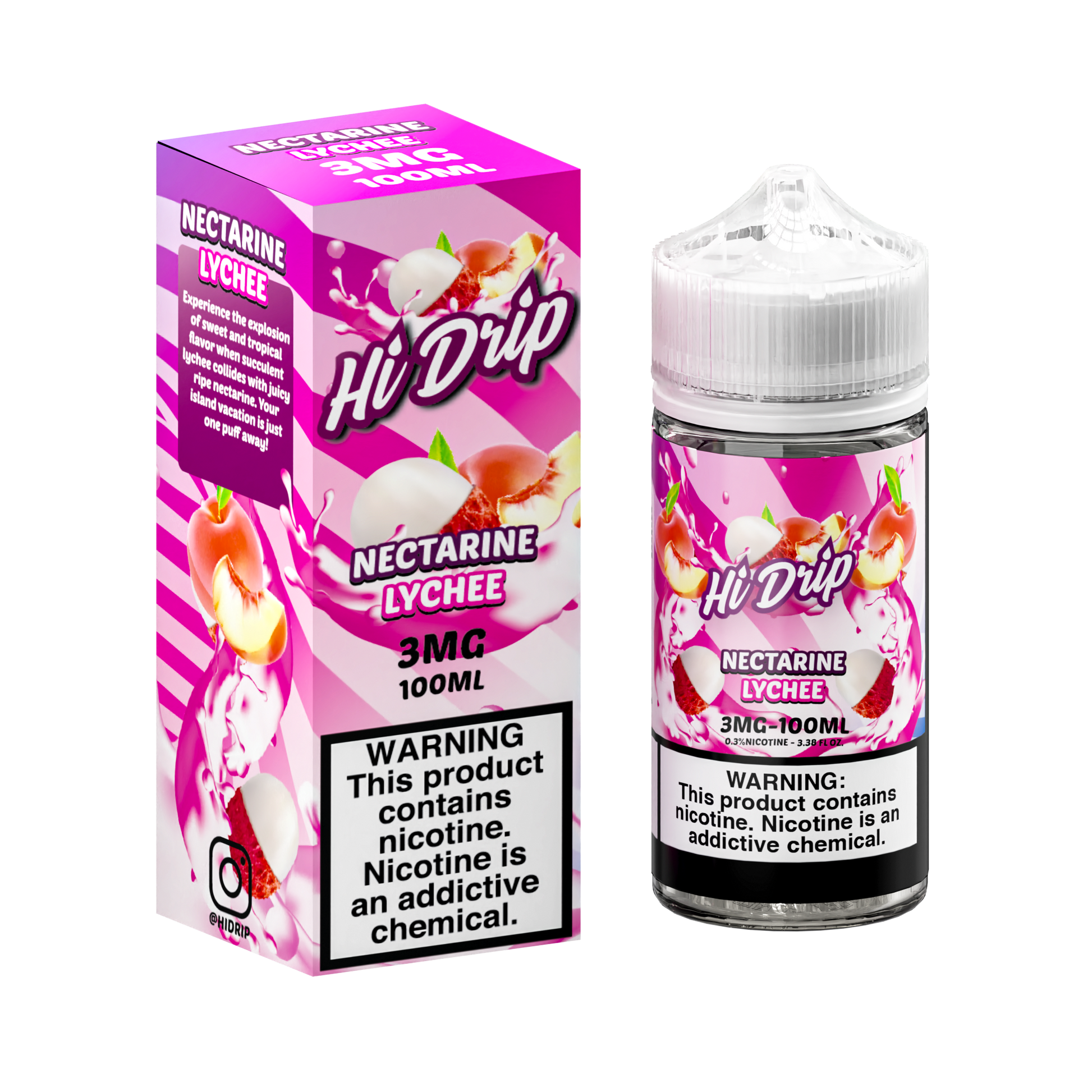 Hi-Drip Series E-Liquid 100mL (Freebase) | Nectarine Lychee with packaging