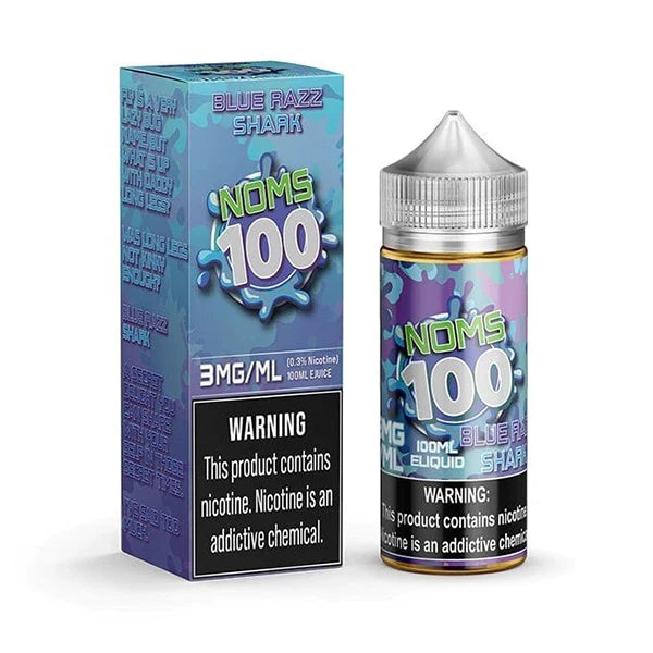 Noms 100 Series E-Liquid 100mL (Freebase) | Blue Razz Shark with Packaging