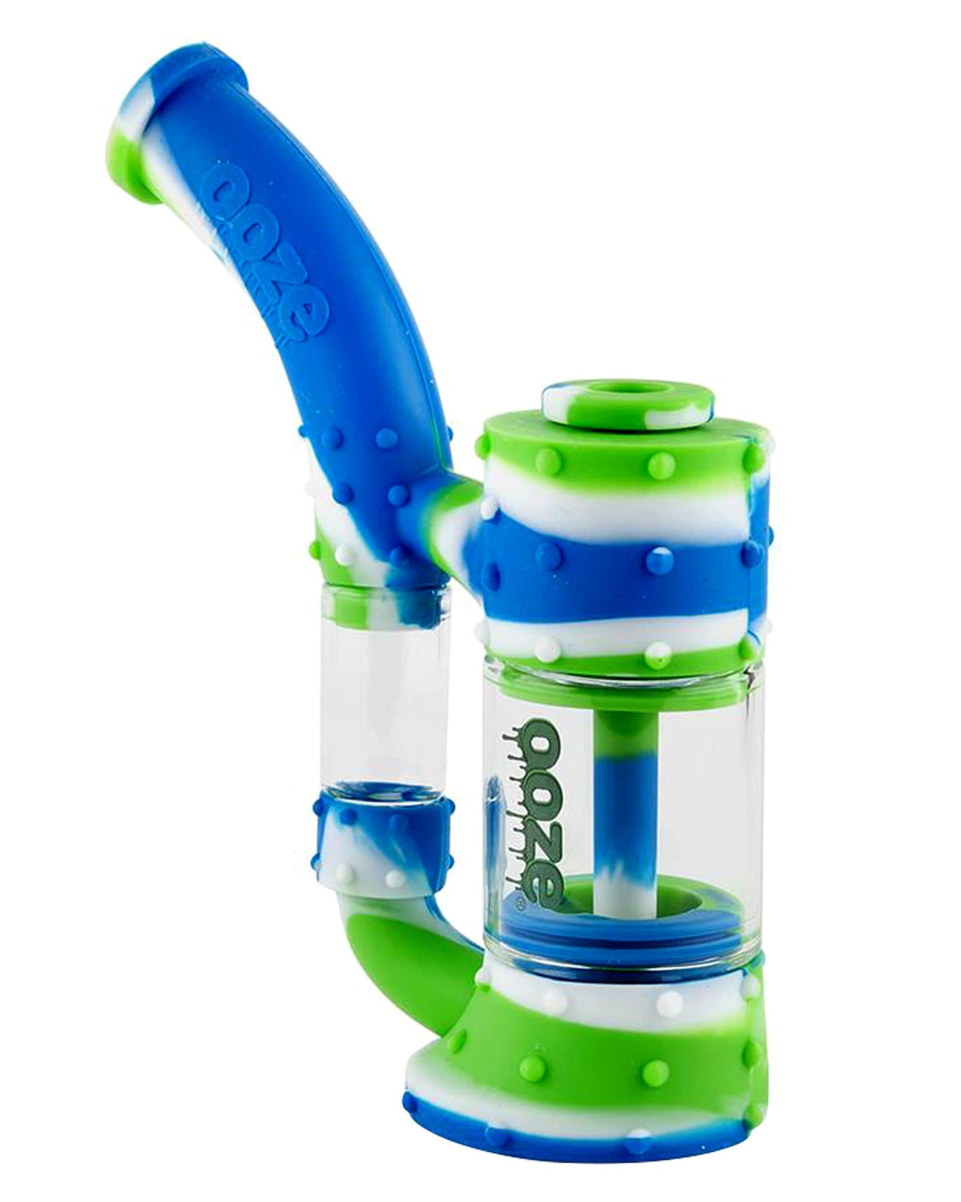 OOZE STACK PIPE SILICONE BUBBLER - Blue/White/Green