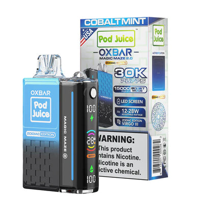 Oxbar Magic Maze 2.0 Pod Juice Edition Disposable 30000 puffs 13mL 50mg | MOQ 5 | Cobalt Mint with packaging