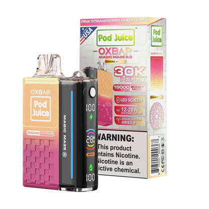 Oxbar Magic Maze 2.0 Pod Juice Disposable 30000 Puffs 13mL 50mg | MOQ 5 | Pink Strawberry Shortcake with packaging