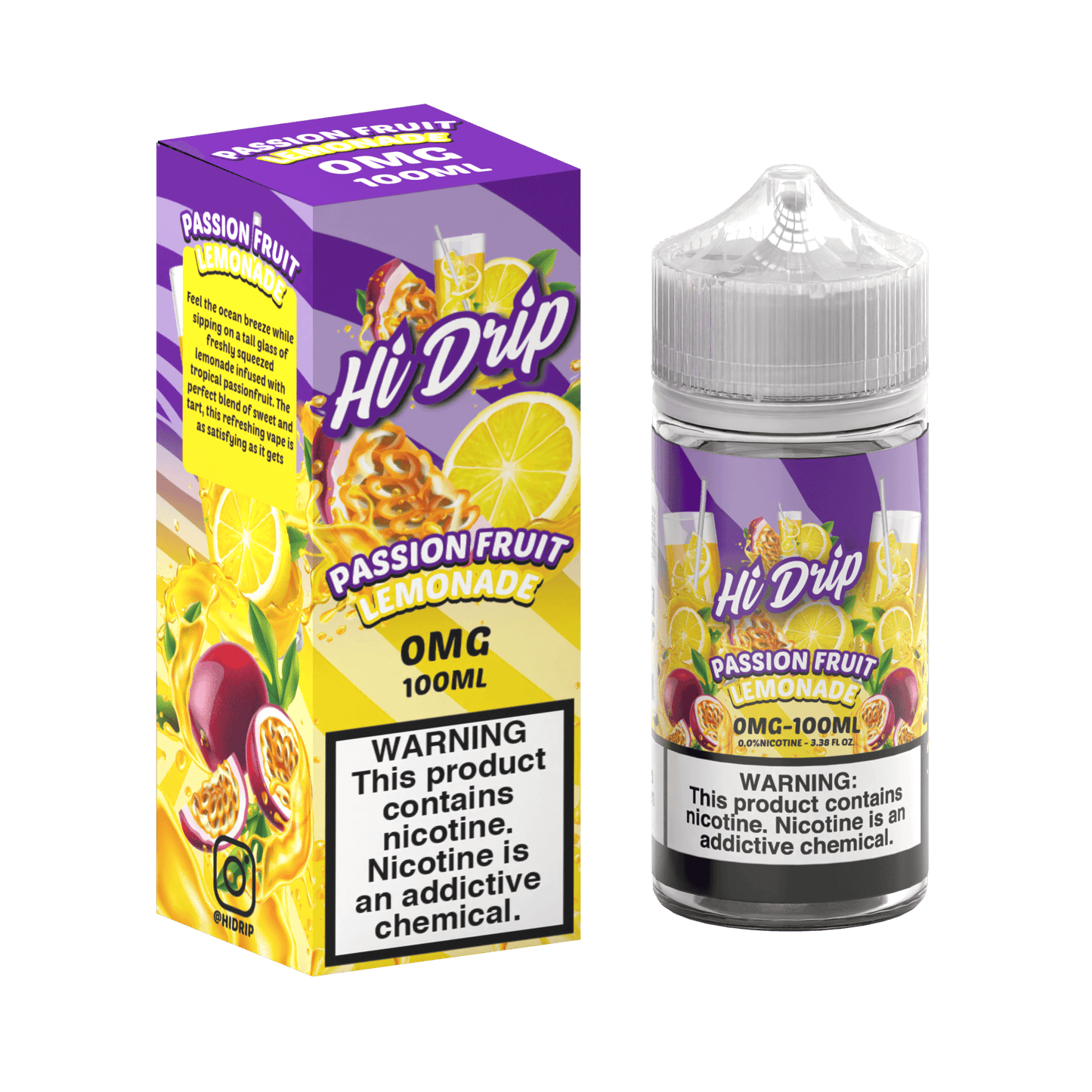 Hi-Drip Series E-Liquid 100mL (Freebase) | Passion Fruit Lemonade with packaging