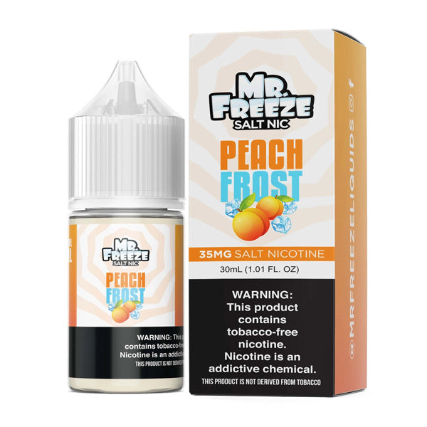 Mr. Freeze TFN Salt Series E-Liquid 30mL (Salt Nic) | 35mg Peach Frost with packaging