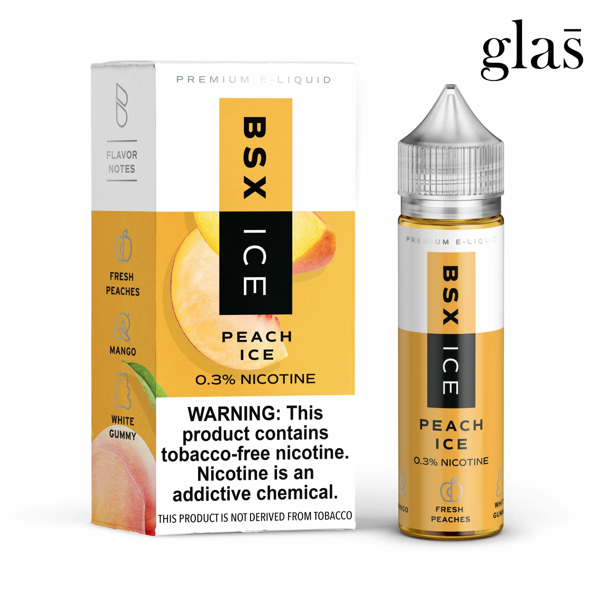 GLAS BSX TFN Series E-Liquid 3mg | 60mL (Freebase) Peach Ice with Packaging