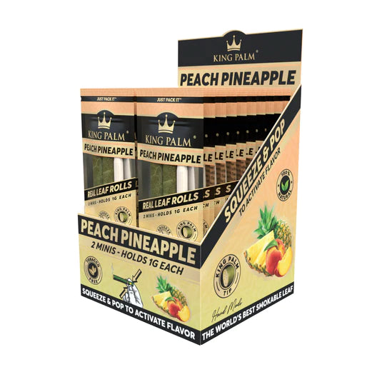 King Palm Real Leaf Rolls | 20-packs 2 minis | Peach Pineapple with Packaging