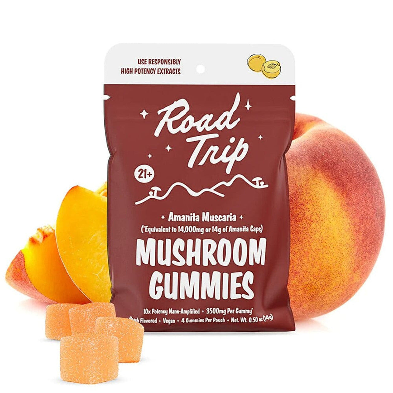 Road Trip Amanita Muscaria Mushroom Gummies | Peach