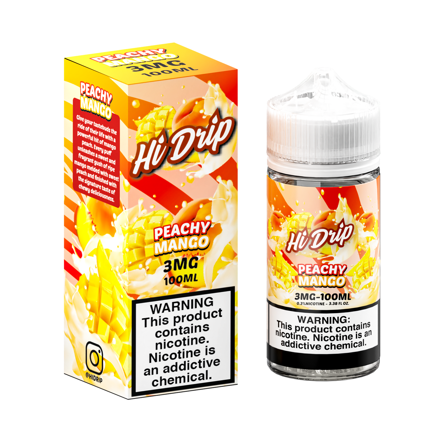 Hi-Drip Series E-Liquid 100mL (Freebase) | Peachy Mango with packaging