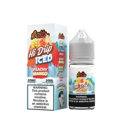 Hi-Drip Salt Series E-Liquid 30mL (Salt Nic) | Peachy Mango  Iced with packaging