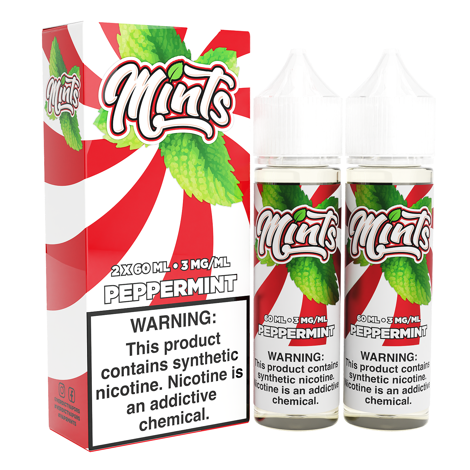 Mints Series E-Liquid x2-60mL | 0mg Peppermint with packaging