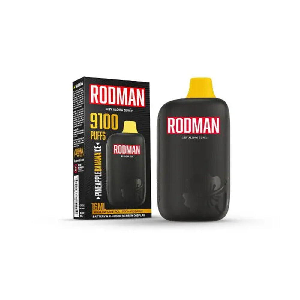 Aloha Sun Rodman Disposable 9100 Puffs 16mL 50mg | MOQ 10 | Pineapple Banana Ice with Packaging