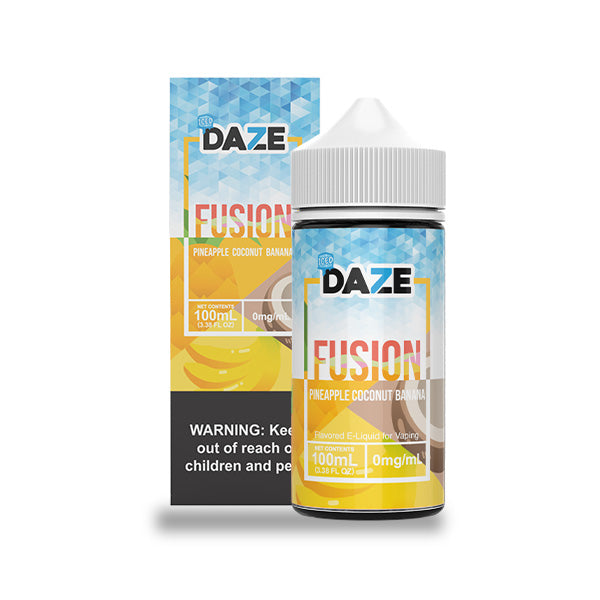7Daze Fusion Series E-Liquid 100mL (Freebase) | Pineapple Coconut Banana Iced with Packaging