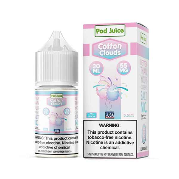 Pod Juice TFN Salt Series E-Liquid | 30mL | Salt Nic | 55mg | Cotton Clouds with packaging