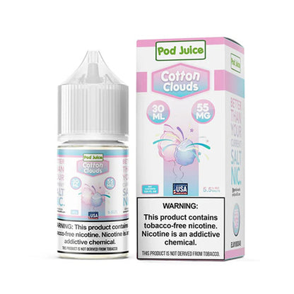 Pod Juice TFN Salt Series E-Liquid | 30mL | Salt Nic | 55mg | Cotton Clouds with packaging