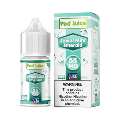 Pod Juice TFN Salt Series E-Liquid 30mL (Salt Nic) 35mg | Jewel Mint Emerald with packaging