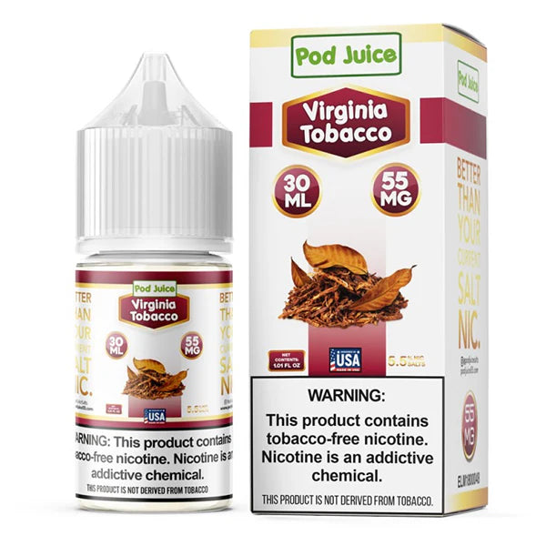 Pod Juice Salt Series E-Liquid 30mL Virginia Tobacco with packaging